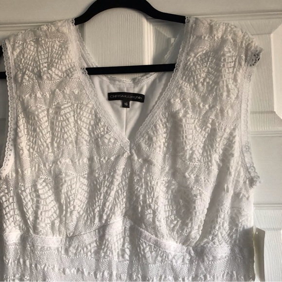 Vintage Chris Mclaughlin white lace double layer dress in size 16 - Picture 2 of 10